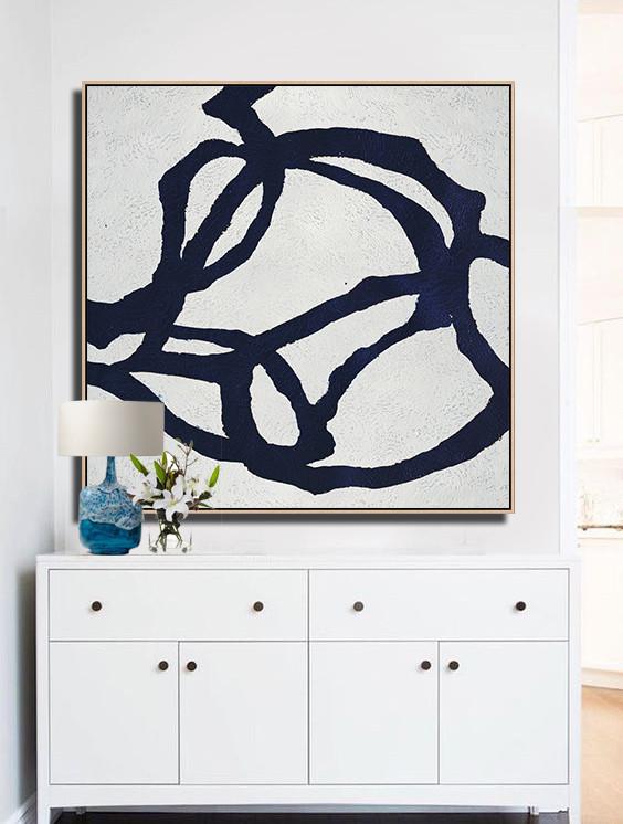 Navy Blue Minimalist Painting #NV174A - Click Image to Close